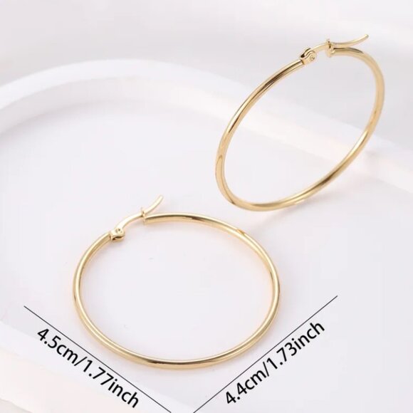 1 Pair Vintage Style Modern Style Round Titanium Steel 18K Gold Plated 4.5cm - Picture 1 of 3